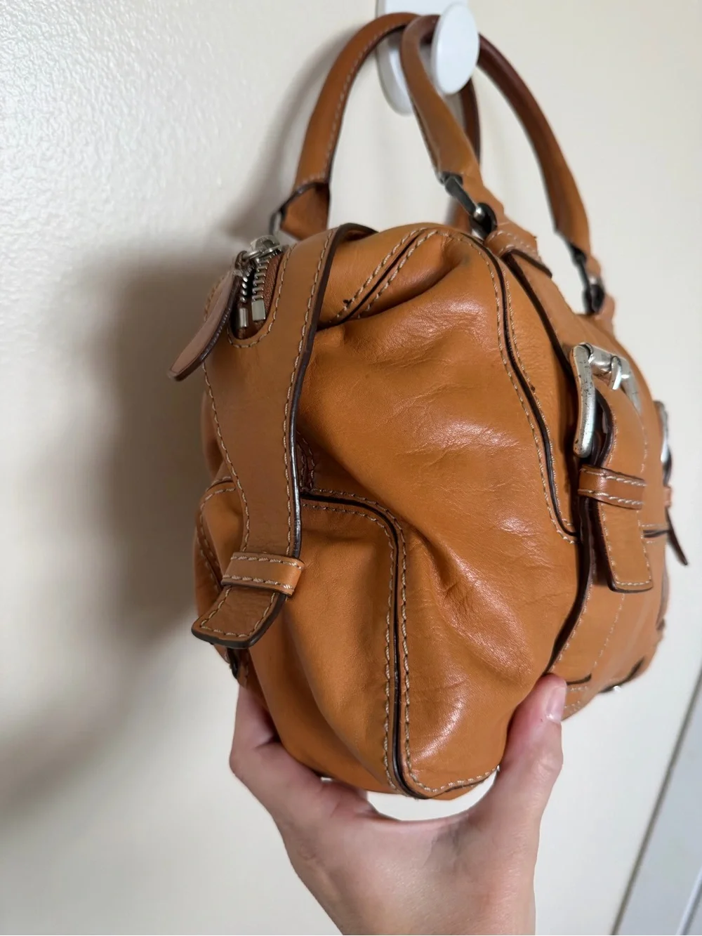 MICHAEL KORS Brookville Update Cognac Camel Brown Leather Medium Shoulder Bag